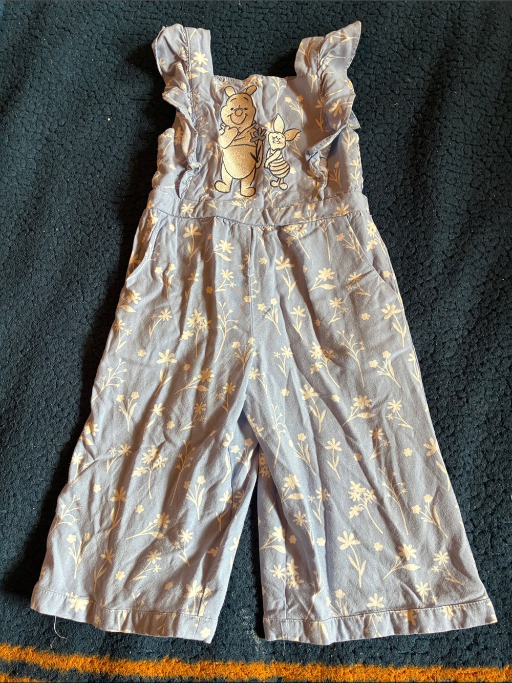 Disney Purple Floral Winnie the Pooh & Piglet Romper